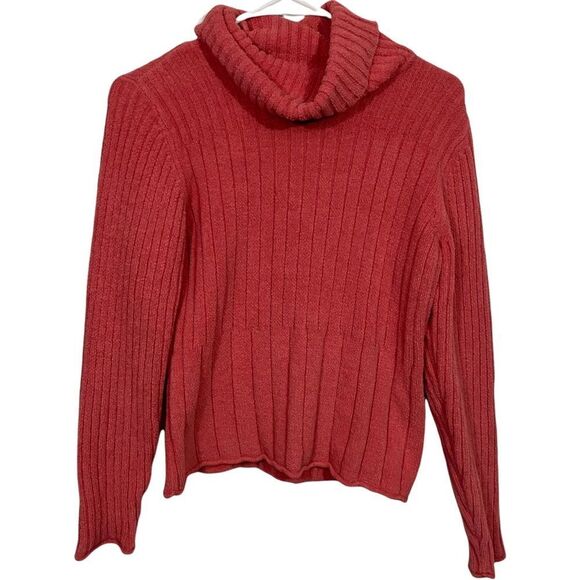 J. Jill Coral Cropped Turtleneck Knit Sweater - Picture 1 of 3